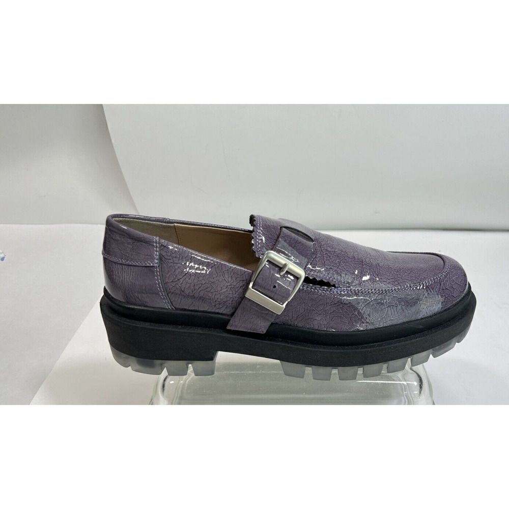 Free People Purple Gray Loafer Lug Sole Patent Leather Shoes 40 EU 9-9.5 US New - Picture 16 of 16